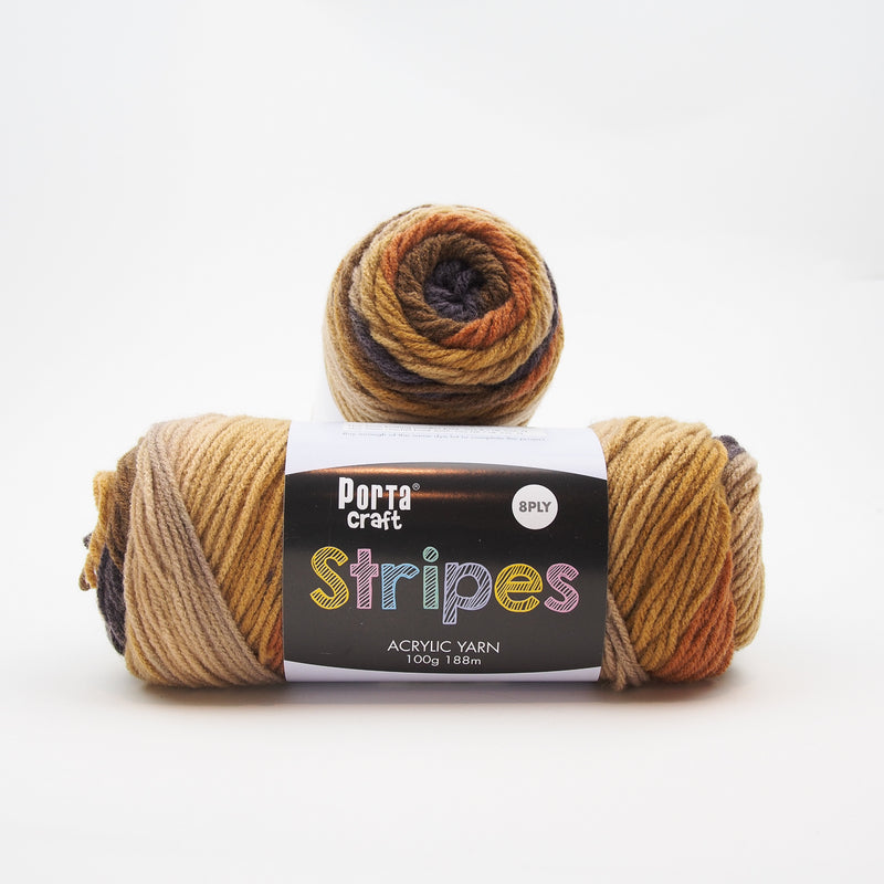 Porta Craft Stripes acrylic yarn 8ply 100g