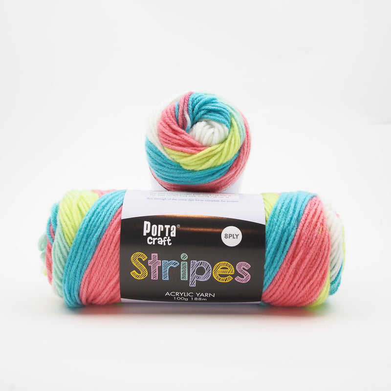 Porta Craft Stripes acrylic yarn 8ply 100g